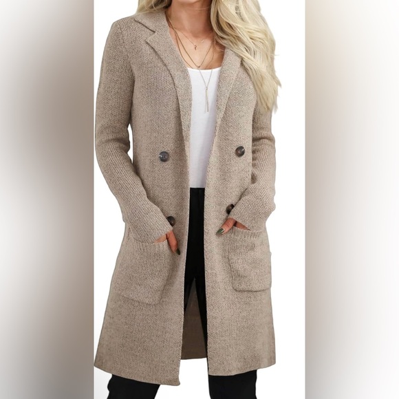 NWT Open Front Long Cardigan Sweater with Pockets - Picture 1 of 5